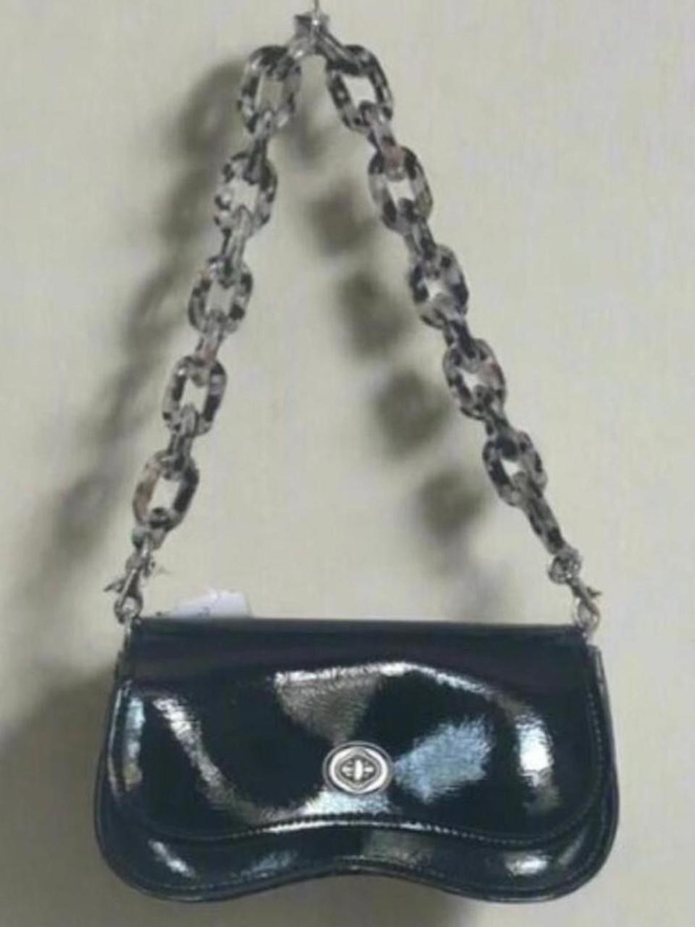 🖤 NWT! Coachtopia Wavy Dinky Bag Crinkle Patent Black Leather 🖤